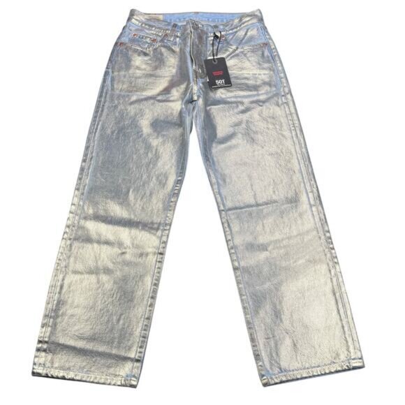 NWT LEVI'S Premium 501 90s Ankle Straight Jeans Size 25 Coated Optical Illusion - Picture 4 of 11